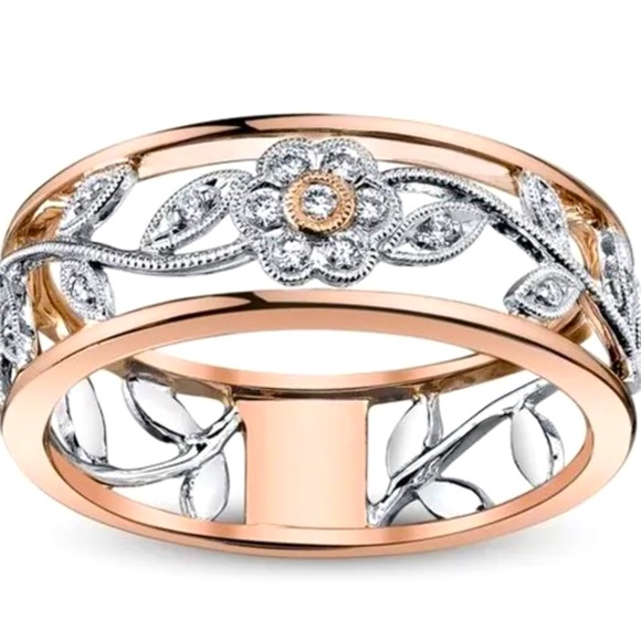 Fashion Jewelry Jewelry - New Women Fashion Rose Flower Leaf Cut Out Ring Sz 5